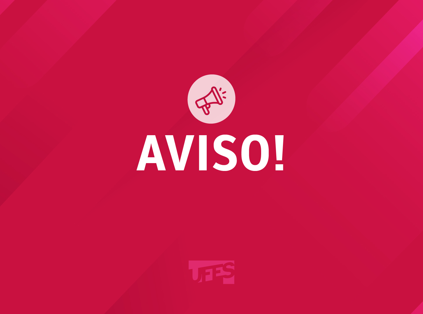 Card com fundo vermelho e, em branco, o texto Aviso!