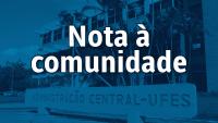 Imagem retangular em tons de azul escuro com o texto Nota à comunidade escrito em branco