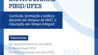 Cartaz de divulgação do seminário com fundo azul claro e as informações escritas em azul escuro