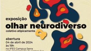 Cartaz da exposição em fundo amarelo claro, com imagens abstratas em azul, vermelho e amarelo.