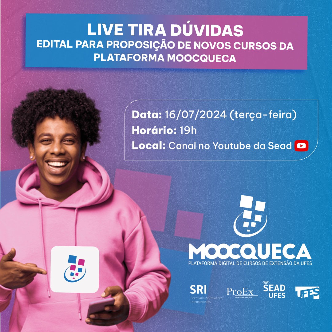 Cartaz de divulgação da live, com data e hora de realização