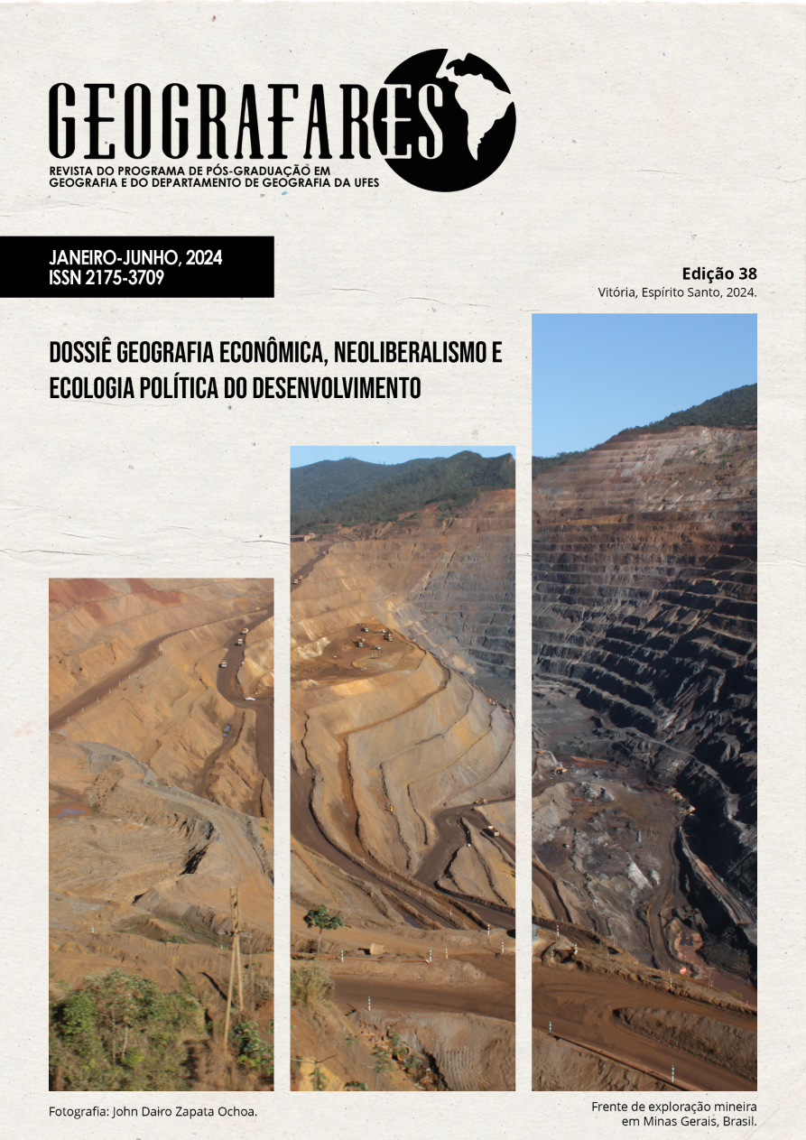 Capa da revista Geografares com a imagem de uma montanha com vários recortes feitos na rocha