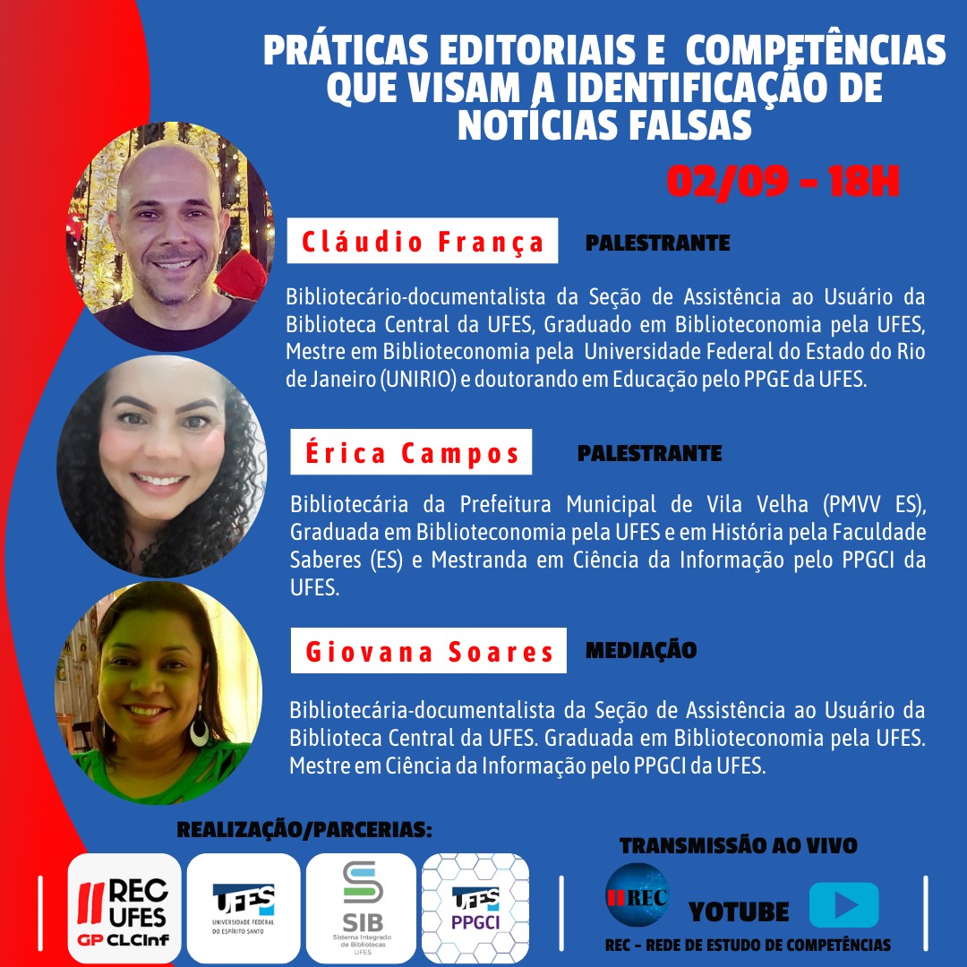 Cartaz do evento Práticas editoriais e competências que visam a identificação de notícias falsas