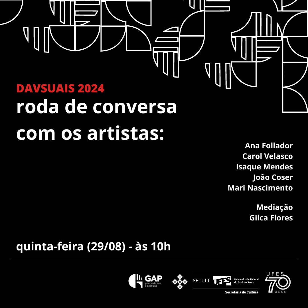 Cartaz da roda de conversa com artistas na Galeria de Arte e Pesquisa