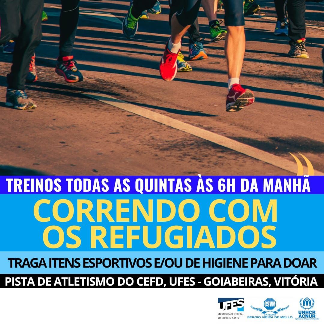 Cartaz de divulgação do projeto Correndo com os refugiados