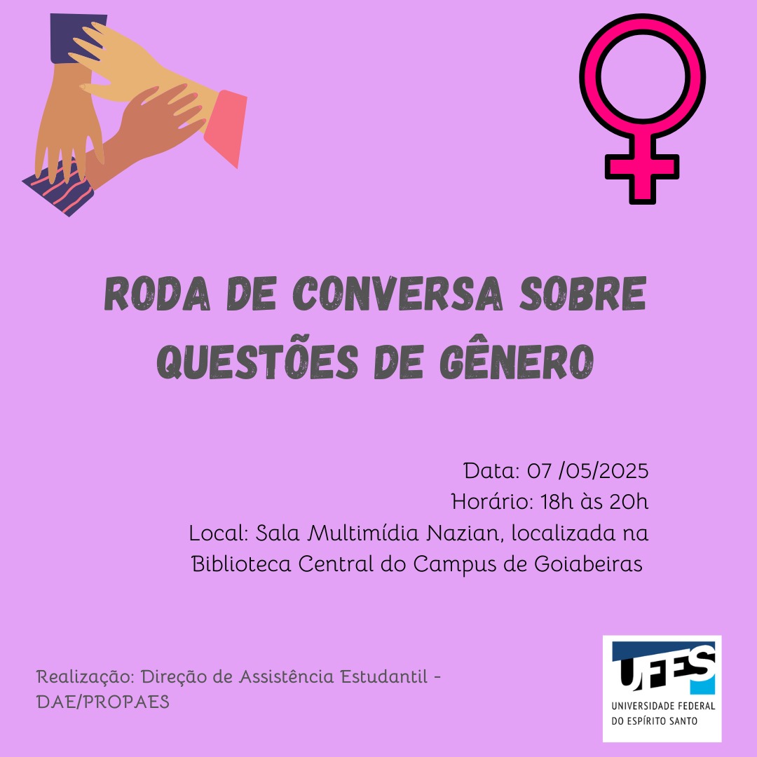Cartaz de divulgação da roda de conversa sobre questões de gênero