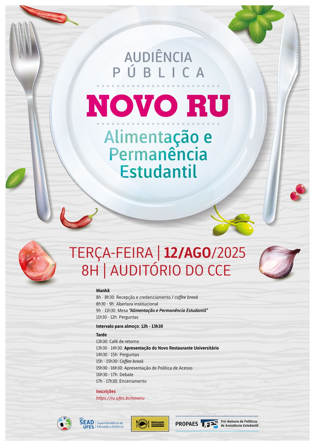 Cartaz de divulgação da audiência pública sobre o Novo RU