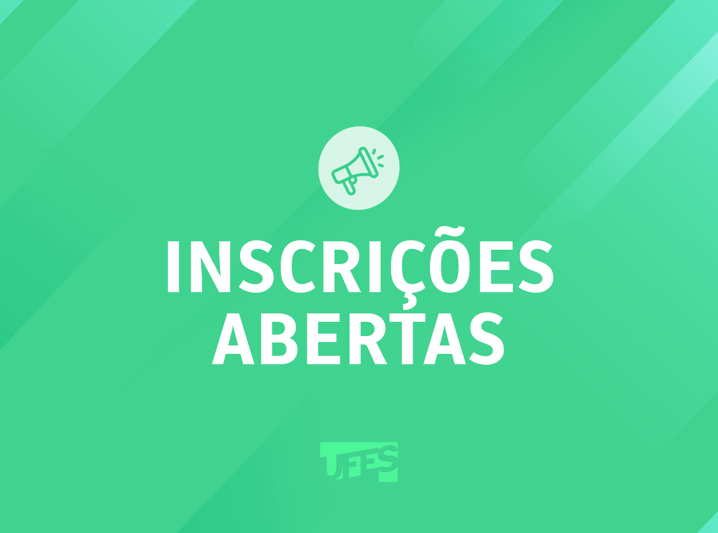 Cartaz com a inscrição "Inscrições abertas"