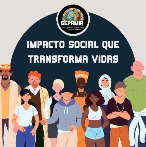 Cartaz de divulgação do Gepamir, com os desenhos de várias pessoas representando diferentes povos