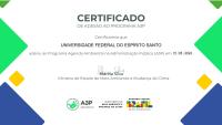 Imagem do certificado de adesão da Ufes ao programa A3P, assinado pela ministra do Meio Ambiente, Marina Silva