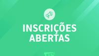 Cartaz com a frase Inscrições abertas