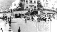 Foto antiga, em preto e branco, do incêndio ocorrido no Palácio Anchieta em 1939