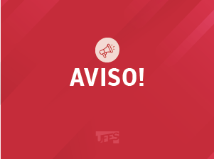 Cartaz em vermelho onde está escrito "Aviso!"
