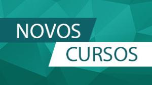 Cartaz verde com a inscrição "novos cursos"