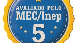 Imagem de um selo redondo com a inscrição "Avaliado pelo MEC/Inep" e o número 5