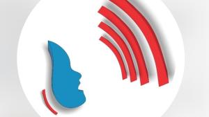Imagem do perfil de um rosto e ondas de rádio à sua frente